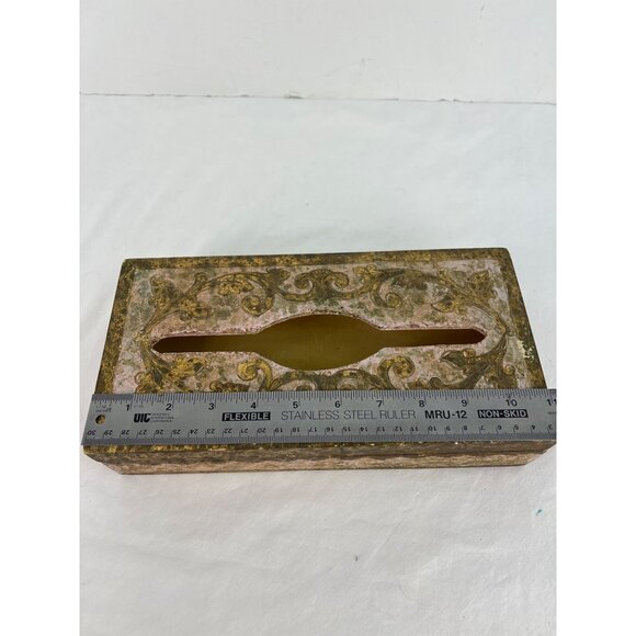 Mid-Century Italian Florentine Wooden Tissue Box Holder Handcrafted Decorative D - Picture 2 of 8